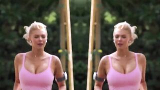 Sexy Blonde Massive Boobs Jogging Slow-Mo