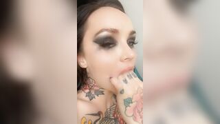 Spit Fetish: Messed up my makeup ♥️♥️ #4