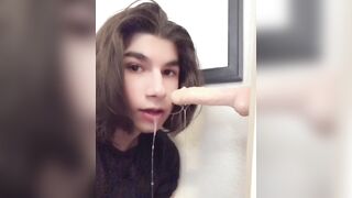 Spit Fetish: anyone need some femboy throat♥️♥️? #3