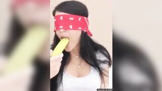 Sucking on the banana ????