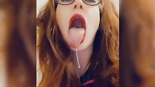 Mouth Wide Open: Cum hungry dumb little slut ♥️♥️❤️ #3