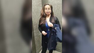 Naughty Wives: Flashing A Male Co-Worker In The Elevator #2