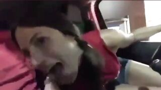 Sucking cock at a drivethru #1