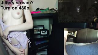 Petite gamer girl Eve black stripping during her gaming session #3