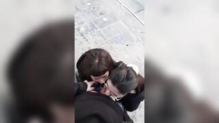 Hardcore: Risky double blowjob in the middle of the street #2