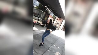 Olivia Having fun on the Sidewalk