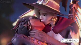 Witch Mercy and Dragon Symmetra making out